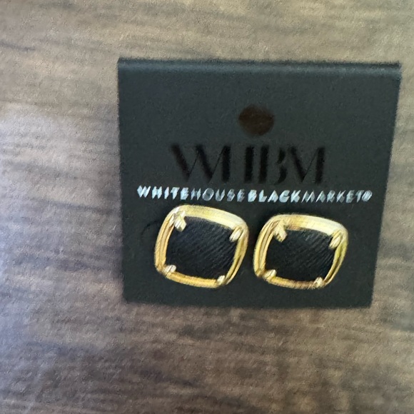 WHBM black textured leather stud earring - Picture 8 of 14